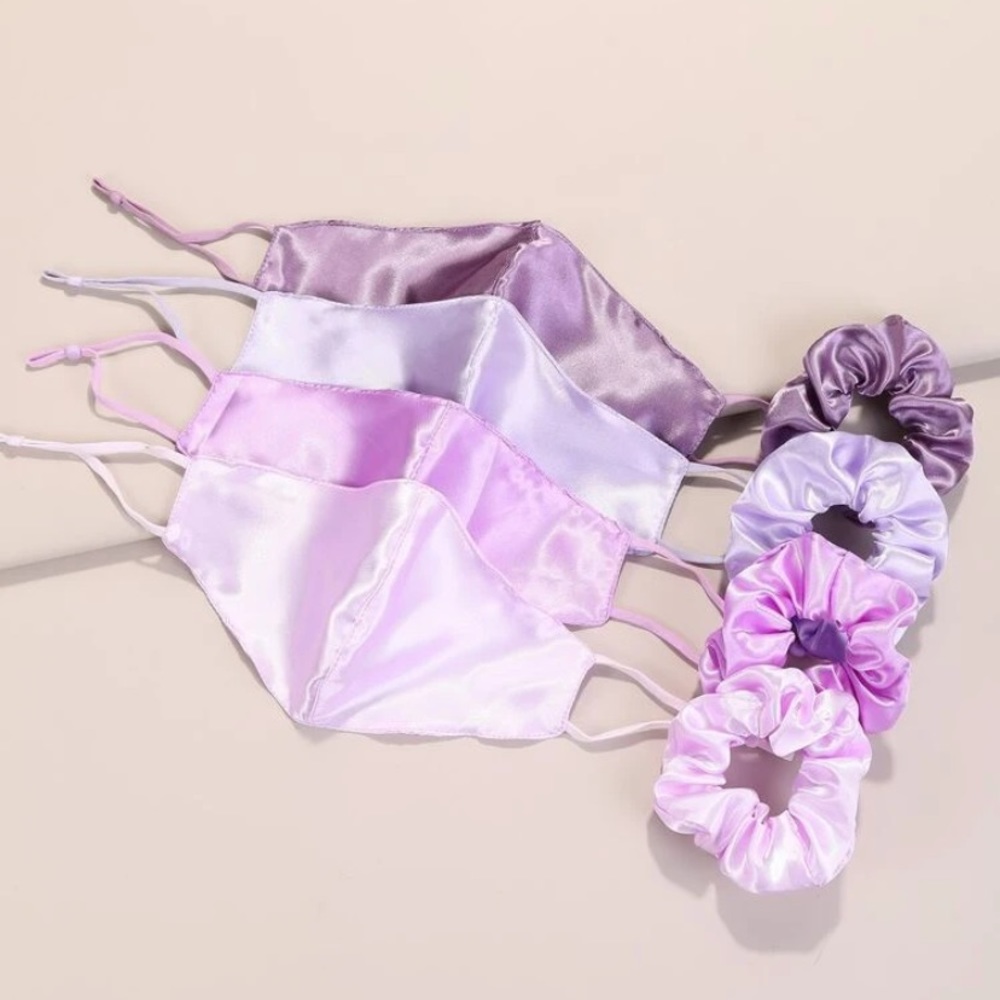 COPY - 4 piece satin face mask with hair ties - Picture 7 of 7